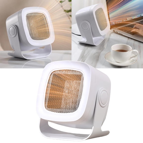 CurioCo Desk Heater Ceramic Portable Compact Office Desktop Heater Energy Efficient Safe Home Heating