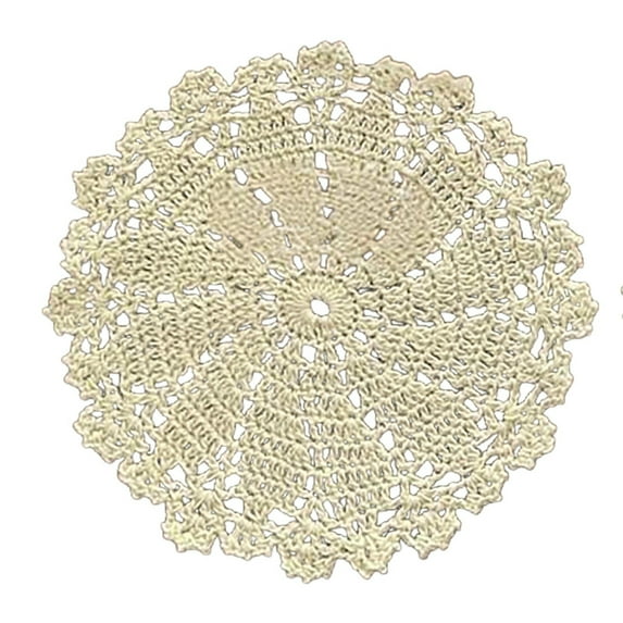 CurioCo Handmade Cotton Crochet Lace Round Doily Washable Reusable Table Placemats Decorative Flower Coasters for Home Dining Decor