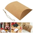 thumbnail image 1 of CurioCo Kraft Paper Pillow Boxes Small Gift Packaging 50 pack Foldable Candy Favor Boxes for Wedding, Birthday, Christmas & DIY Trinket Treat, 1 of 9