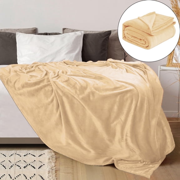 CurioCo Ultra Soft Plush Flannel Blanket Double Sided Fuzzy Throw Lightweight Warm Cozy Blanket for Bed Sofa Couch All Season 50x70 Inch