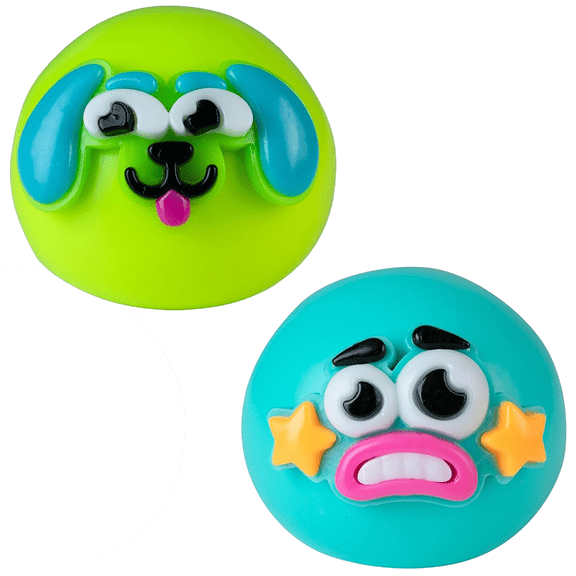 Curiosities Smushers Slow Rising Squishy Faces 2 Piece, Soft Marshmallow Squish Fidget Stress Balls for Adults