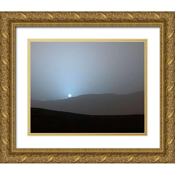 Curiosity 18x15 Gold Ornate Wood Framed with Double Matting Museum Art Print Titled - Martian Sunset in Gale Crater, April 15, 2015