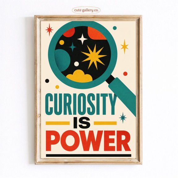 Curiosity Is Power Print, Growth Mindset Wall Art, Educational Classroom Poster, Learning Decor, Inspirational Kids Artwork, Poster Only