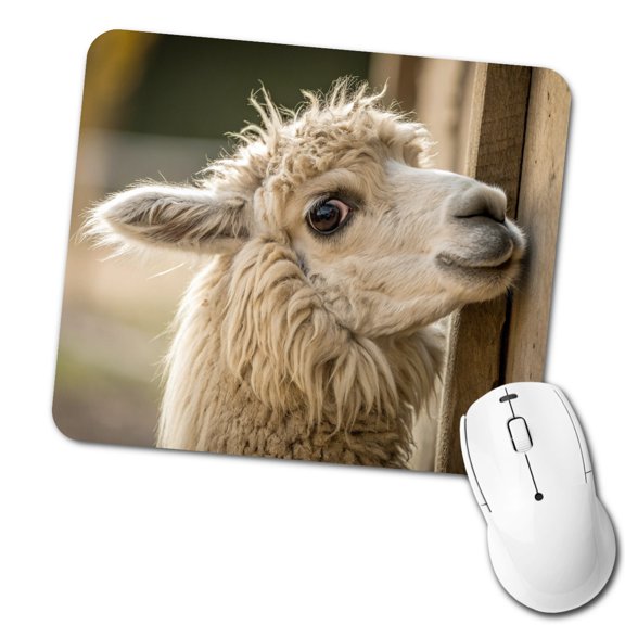 Curious Alpaca Close Up Mouse Pad Low Profile Gaming Mat