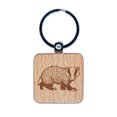 thumbnail image 1 of Curious Badger Square Keychain Charm Tag - Engraved Wood, 1 of 6