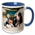 thumbnail image 1 of 3drose, Curious Basset Hound Puppies on Some Rocks, 11oz Two-tone Blue Mug, 1 of 6