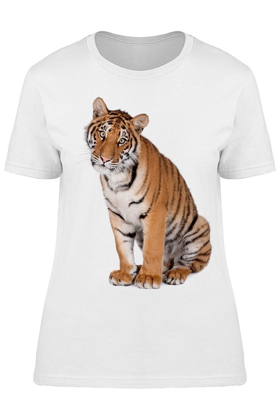 Curious Bengal Tiger Sitting T-Shirt Women -Image by Shutterstock, Female Large