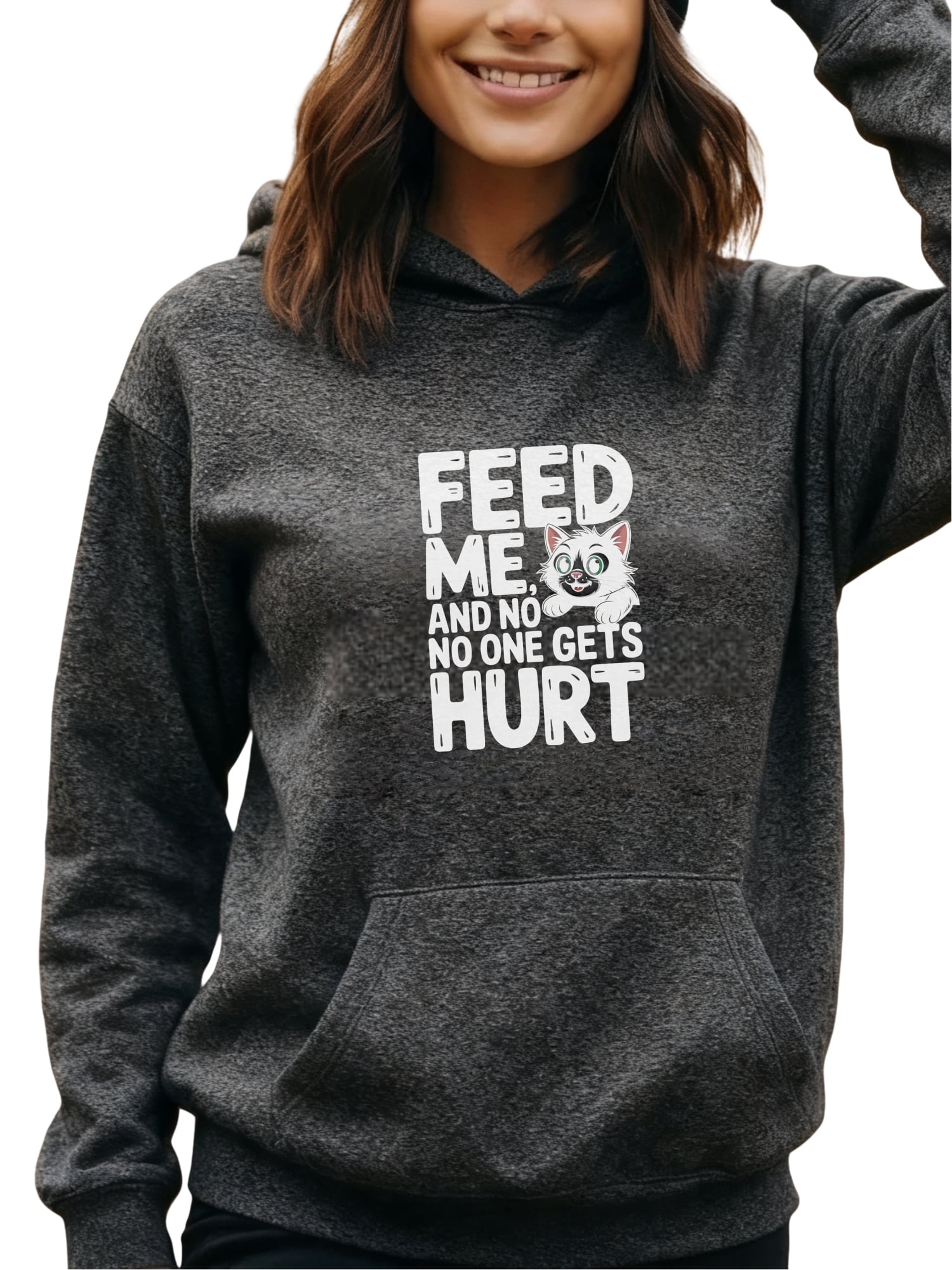 Funny Black Cats Pattern Round Neck Long Sleeve Velvet Comfy Sweatshirt