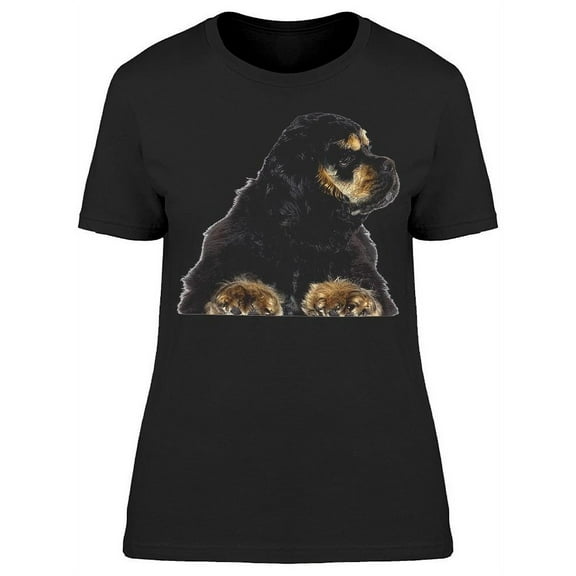 Curious Black Spaniel Dog T-Shirt Women -Image by Shutterstock, Female x-Large