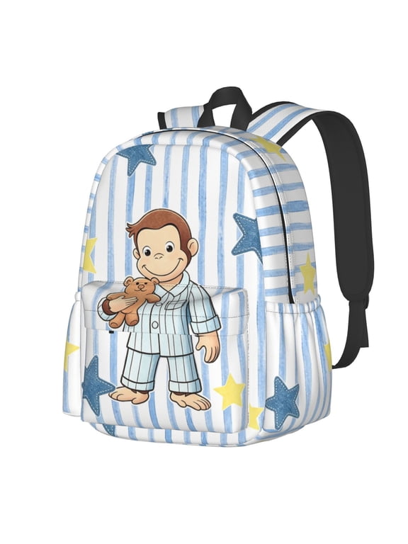 Curious Cartoon Monkey Geor-ge Backpacks Travel Laptop Backpack Lightweight Bookbags Casual Daypack