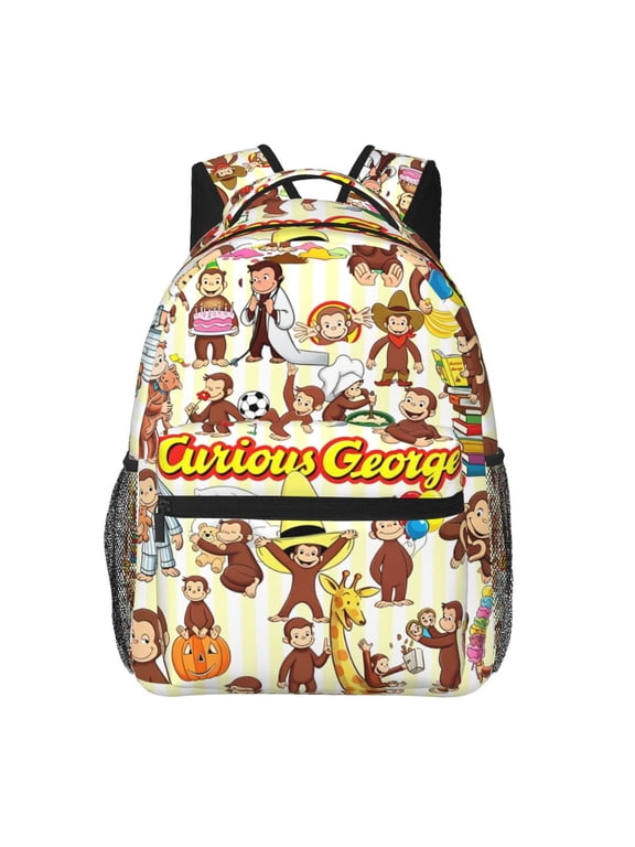 Curious Cartoon Monkey Geor-ge Backpacks Travel Laptop Backpack Lightweight Bookbags Casual Daypack