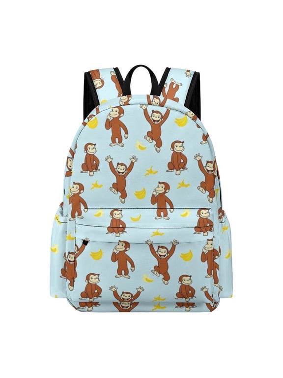 Curious Cartoon Monkey Geor-ge Backpacks Travel Laptop Backpack Lightweight Bookbags Casual Daypack