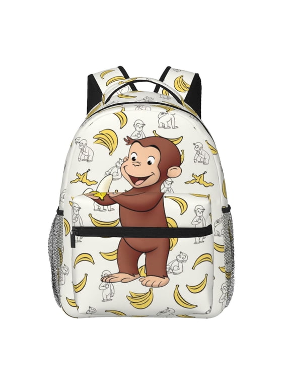 Curious Cartoon Monkey Geor-ge Backpacks Travel Laptop Backpack Lightweight Bookbags Casual Daypack