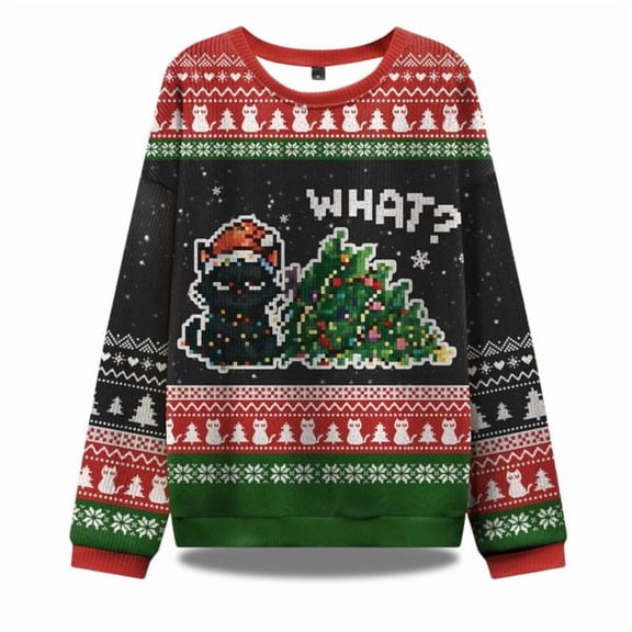 Curious Cat Christmas Ugly Sweater