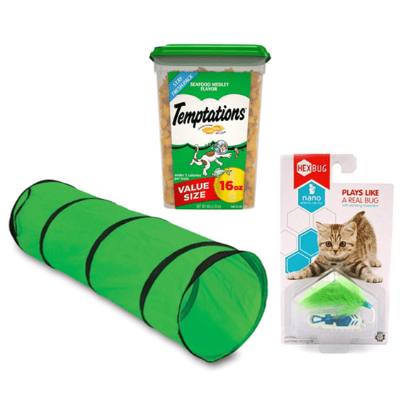 Curious Cat Interactive Bundle: Cat Tunnel, Treats and Toy