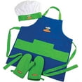 thumbnail image 1 of Curious Chef Child Textile Set - 4-Piece Set I Real Chef's Wear for Children I Child-Sized Apron, Oven Mitts & Hat I Machine Washable I Machine Washable I Blue/Green, 1 of 3