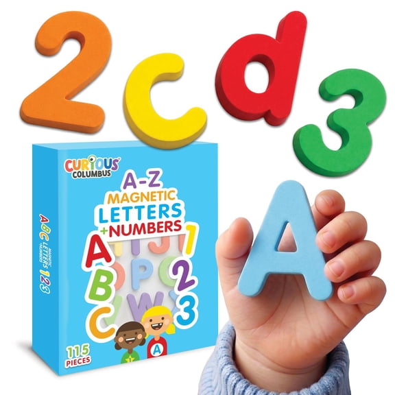 Curious Columbus Magnetic Letters and Numbers for Kids, 115-Piece ABC and 123 Set