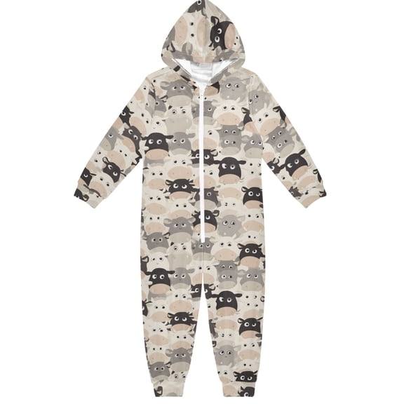 Curious Cow One Piece Pajamas Soft Jumpsuit Cozy Sleep and Play Romper Zipper and Pockets 4T