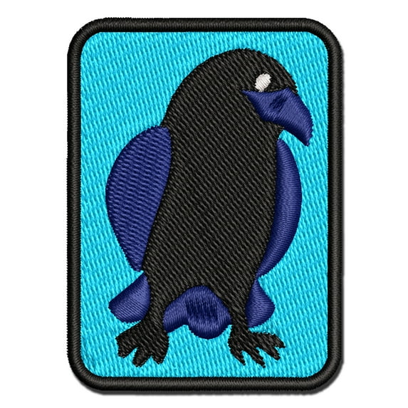Curious Crow Raven Tilting Head Applique Multi-Color Embroidered Iron-On Patch - 2.5 Inch Small