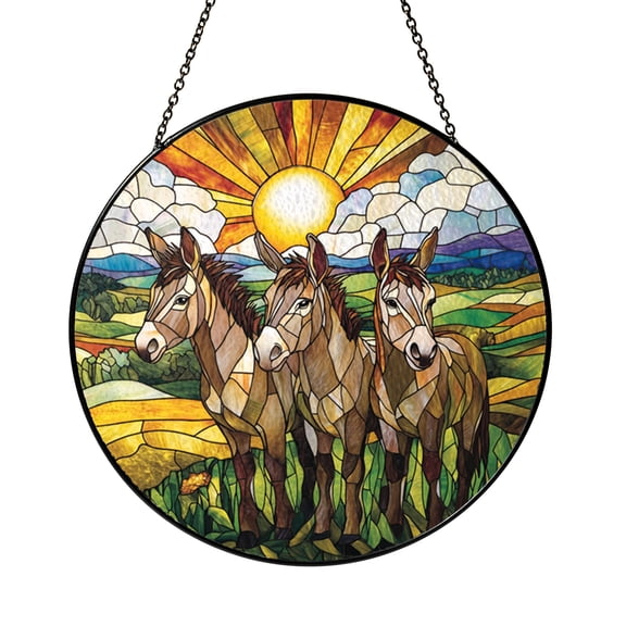 Curious Donkey Glass Window Hanging – Country Home Decor