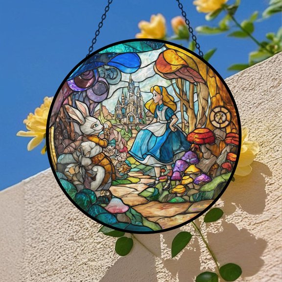 Curious Dreamer in Fantasyland Glass Suncatcher, Magical Fantasy Art Window Garden Decoration, Fairy Tale Keepsake, Classic Hanging Gift