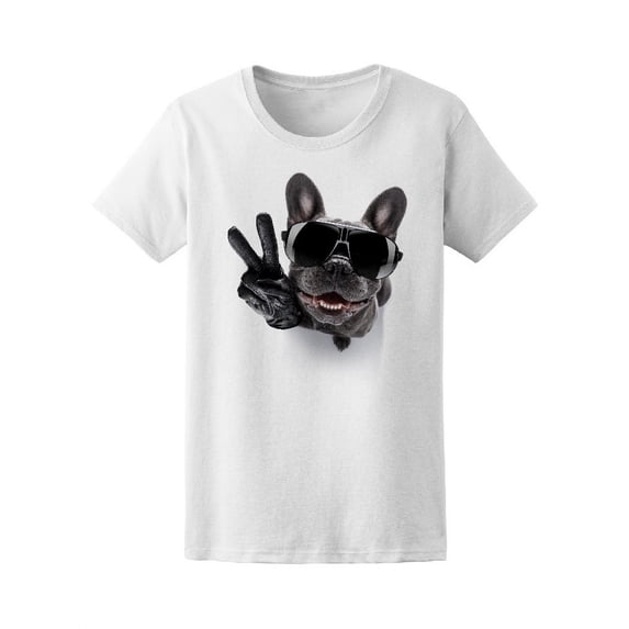 Curious Funny French Bulldog T-Shirt Women -Image by Shutterstock, Female Medium