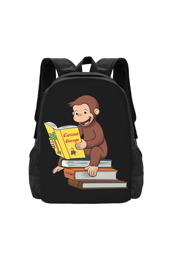 Curious G-e-o-r-g-e Cute Cartoon backpack travel bag adjustable shoulder straps Unisex Celebration Anime Character One size Black 3