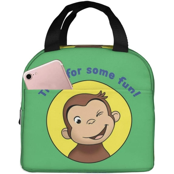 Curious George 19 Cartoon Pattern Portable Lunch Bag Printed Meal Bag Insulation Bag Portable Lunch Bag AS PIC