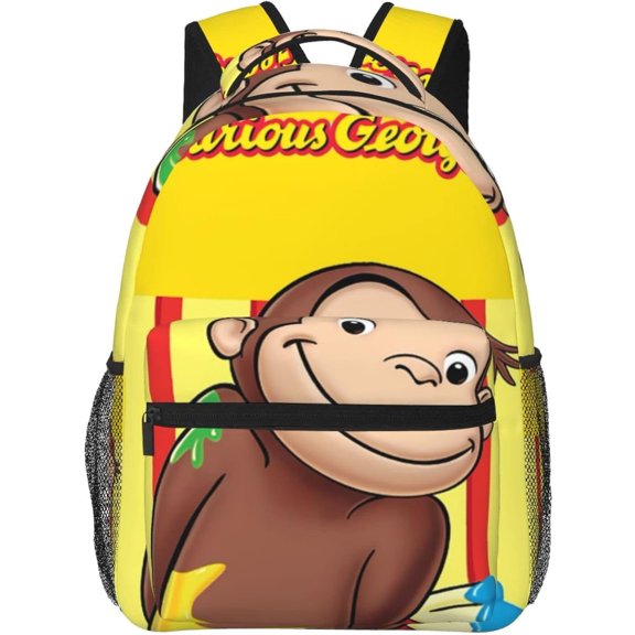 Curious George Anime Backpacks Canvas Backpack Cartoon Daypack Unisex Lightweight Bags for Office Travel