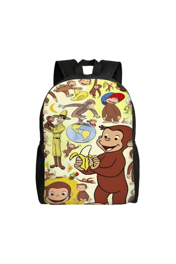 Curious George Backpack Cartoon Casual Students Laptop Bags Bookbag Lightweight Travel School Shoulder Bag Daypack