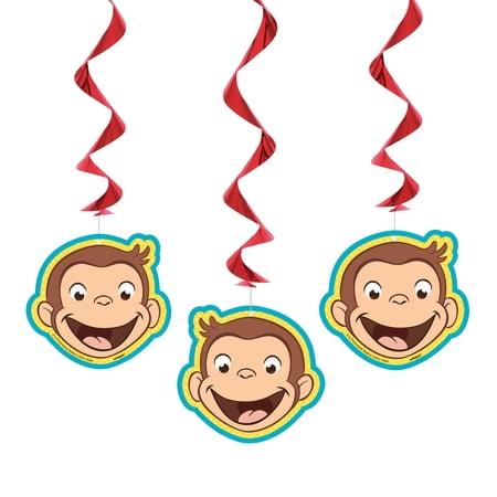 Curious George Birthday Hanging Decorations, 26in, 3ct