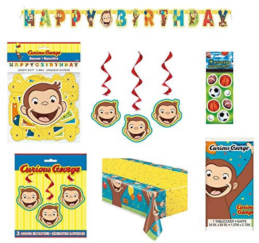 Curious Birthday Party Supplies Decoration Bundle includes Happy