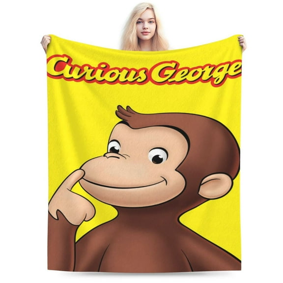 Curious George Boys Girls Blanket Super Soft Cozy Warm Plush Throw Blanket, Lightweight Fuzzy Flannel Blankets for Couch Sofa Bed Travel and Camping Gifts 40"X30"