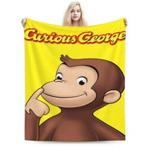 Curious George Boys Girls Blanket Super Soft Cozy Warm Plush Throw Blanket, Lightweight Fuzzy Flannel Blankets for Couch Sofa Bed Travel and Camping Gifts 40"X30"
