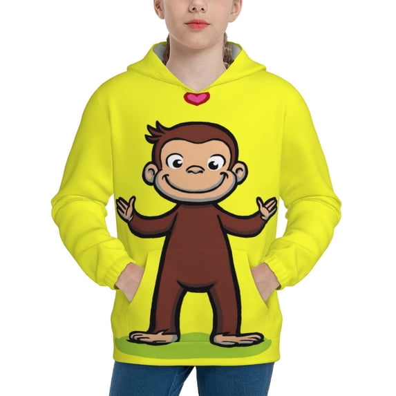 Curious George Boys' Hoodie Realistic 3d Print Graphic Hooded Sweatshirts With Drawstring