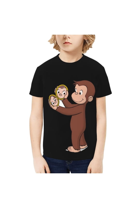 Curious George Boys' Shirt 3D Print Short Sleeve Tee Tshirt for Kids