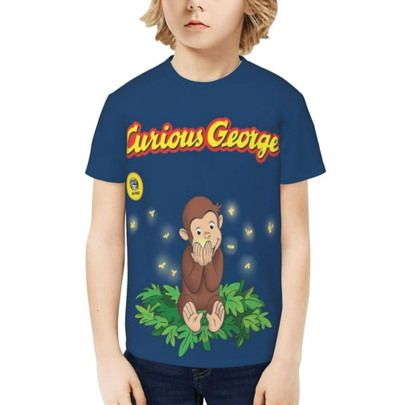 Curious George Boys' Shirt 3D Print Short Sleeve Tee Tshirt for Kids