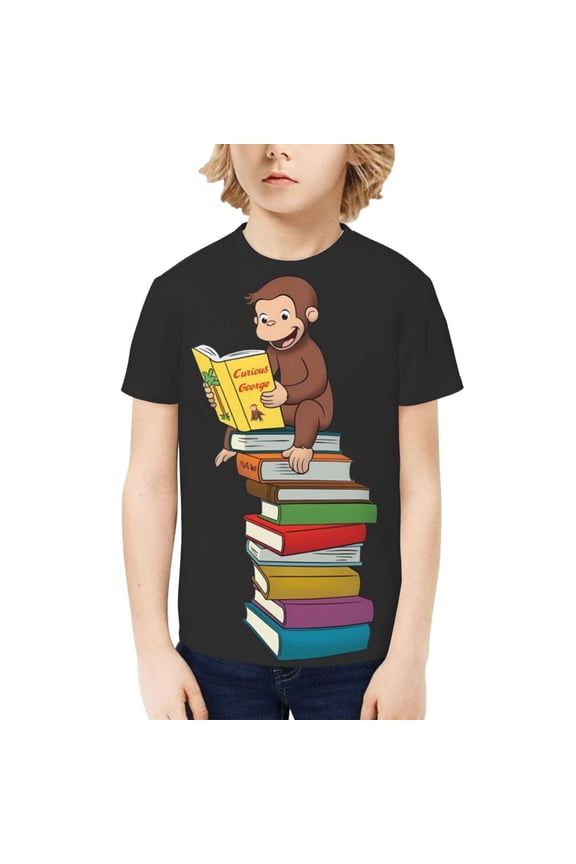 Curious George Boys' Shirt 3D Print Short Sleeve Tee Tshirt for Kids