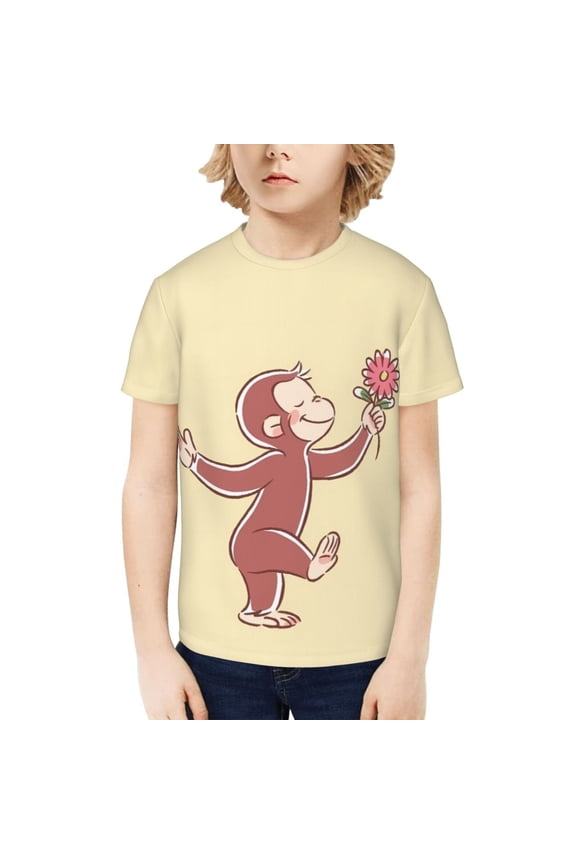 Curious George Boys' Shirt 3D Print Short Sleeve Tee Tshirt for Kids