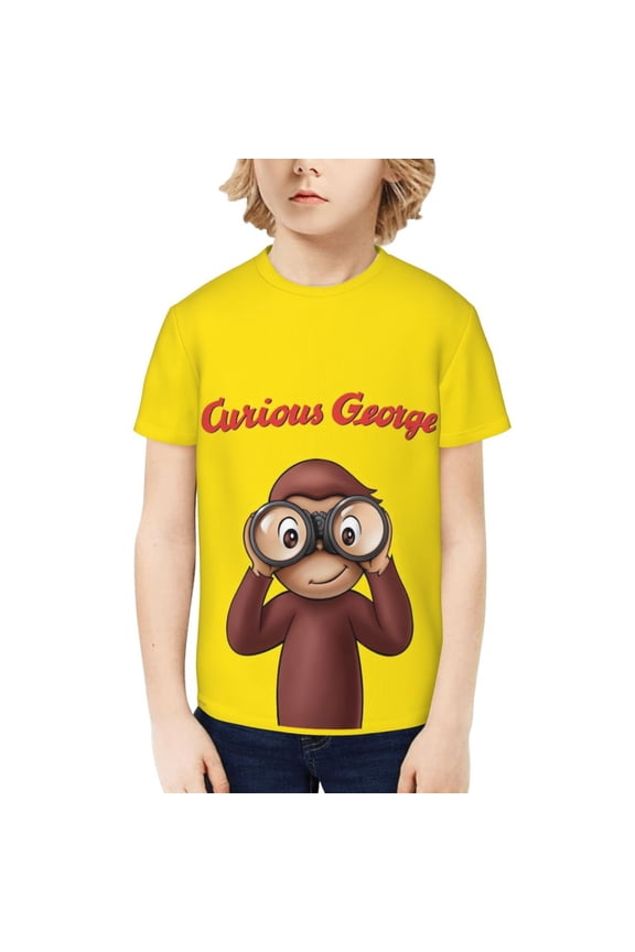 Curious George Boys' Shirt 3D Print Short Sleeve Tee Tshirt for Kids
