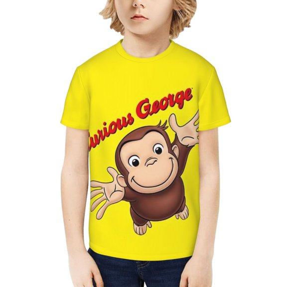 Curious George Boys' Shirt 3D Print Short Sleeve Tee Tshirt for Kids