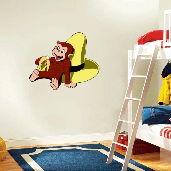 Curious George Cartoon Wall Decor Sticker Phone Decal Water Bottle ...