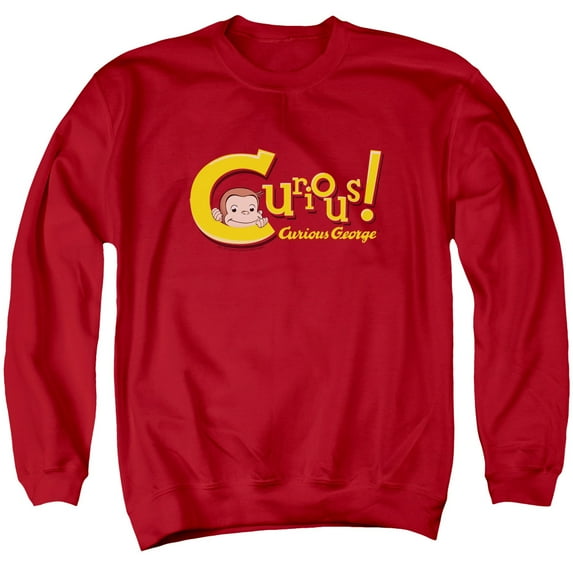 Curious George Curious Adult Crewneck Sweatshirt Red