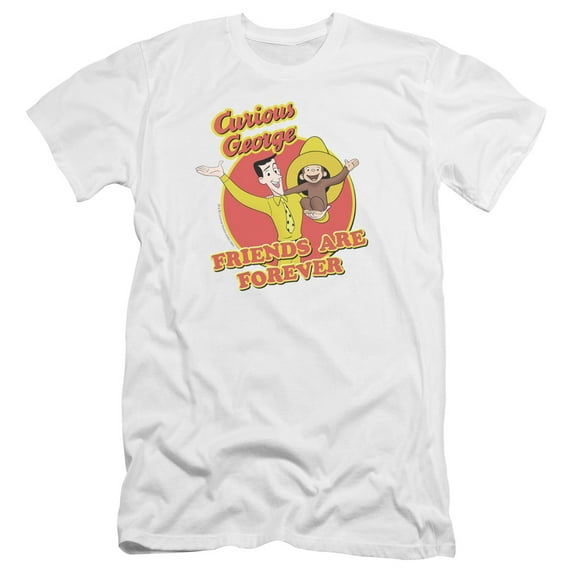 Curious George Friends Premium Canvas Adult Slim Fit 30/1 T-Shirt White