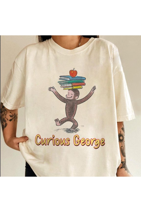 Curious George Graphic Shirt, Vinatge Y2K Cartoon Shirt, Nostalgic Cartoon Tee, 90s Style Cartoon Tee, Cute Monkey Book Shirt NHOP02-11