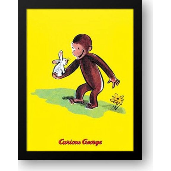 Curious George Holds a Bunny 16x20 Framed Art Print by Rey, H. A.