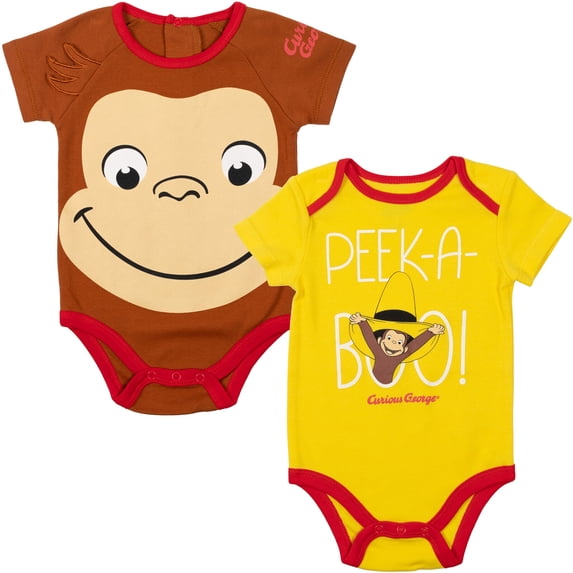 Curious George Infant Baby Boys 2 Pack Bodysuits