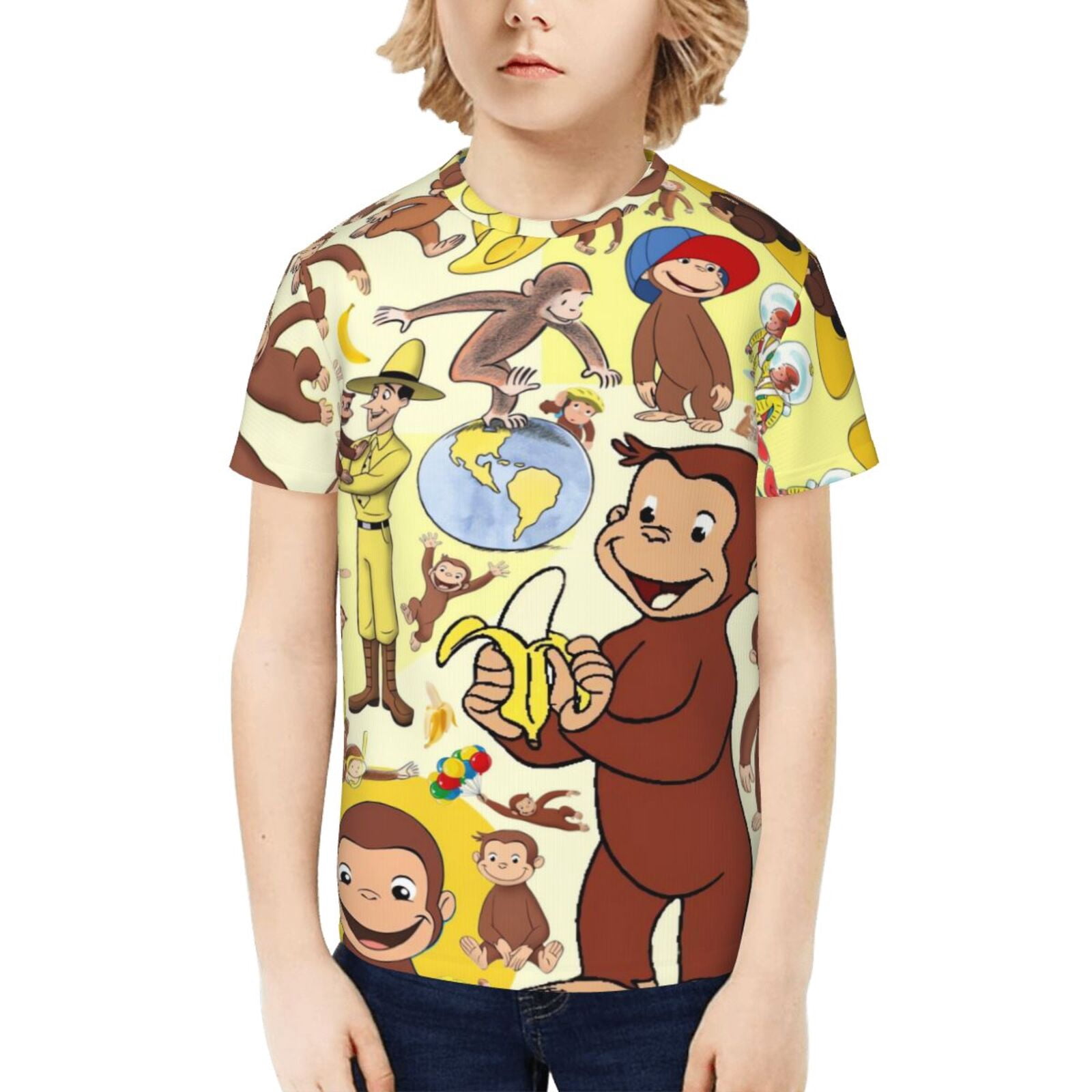 Curious George Kid's Shirt Crewneck T-Shirt Colorful Short Sleeve ...