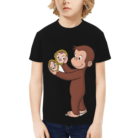 Curious George Kid's Shirt Crewneck T-Shirt Colorful Short Sleeve Novelty Merch for Boys and Girls