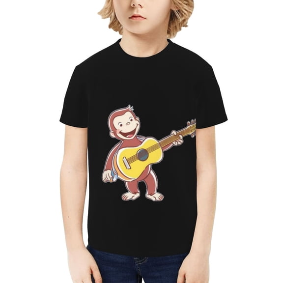Curious George Kid's Shirt Crewneck T-Shirt Colorful Short Sleeve Novelty Merch for Boys and Girls